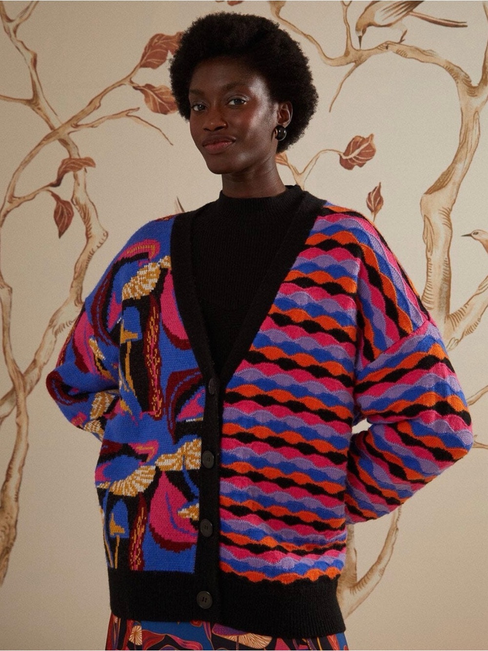 Farm Rio Mixed Mushrooms Knit Cardigan